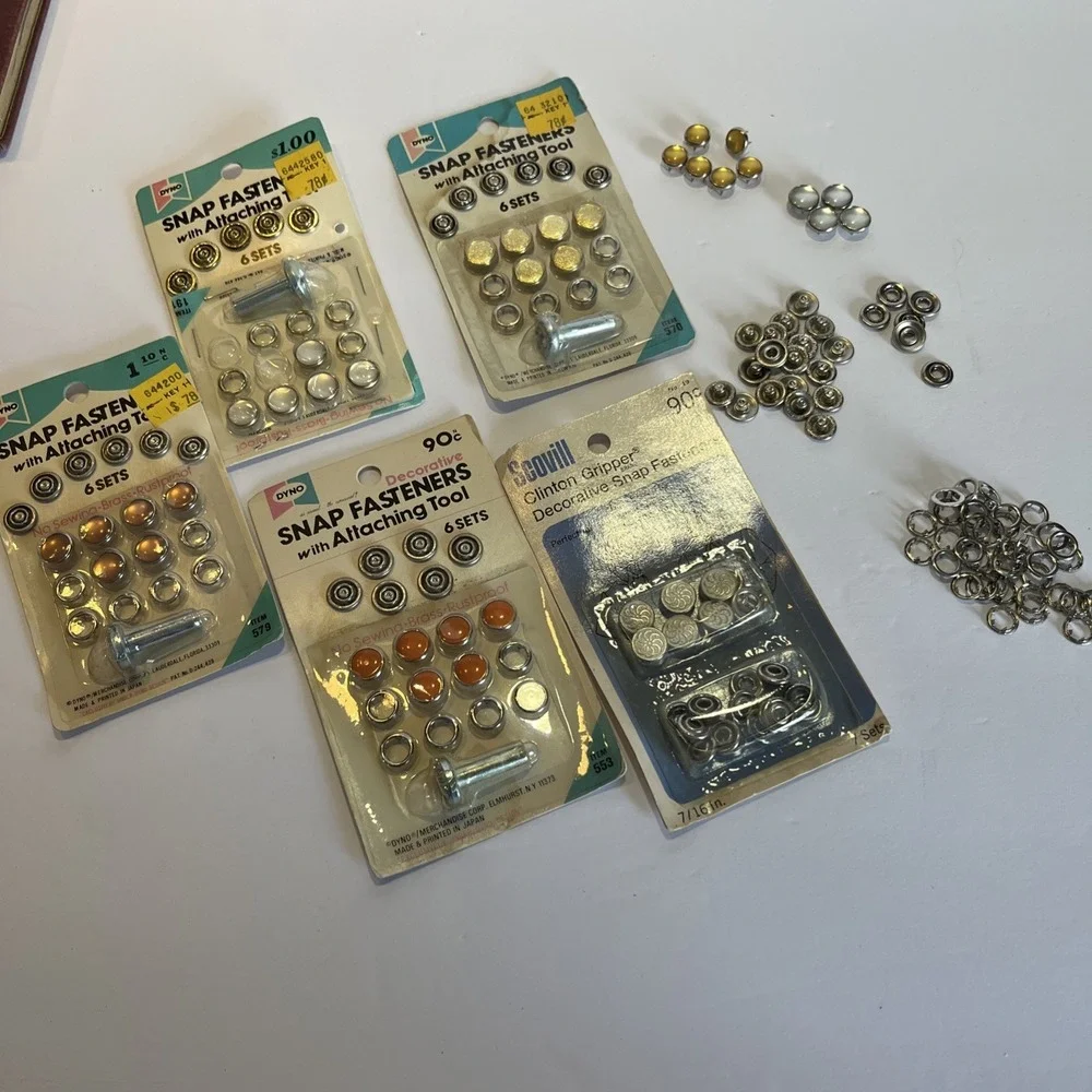 Snap Fasteners with Attaching Tool 6 sets—includes 5 Packages Plus Loose